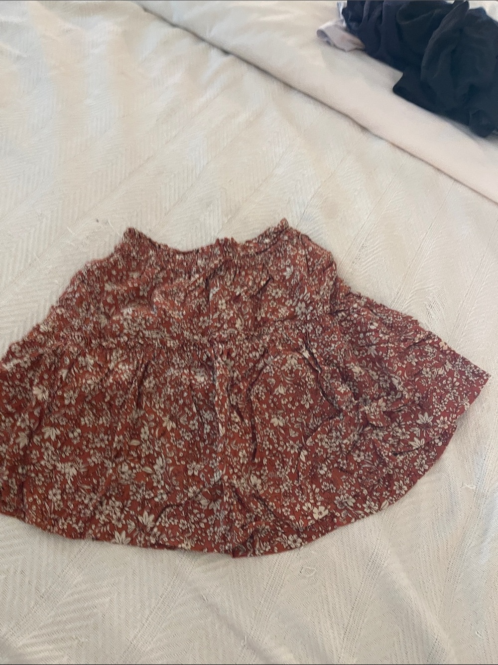 Zara Rust-Red Floral Circle Skirt